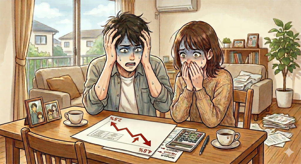 住宅ローンのが上昇し真っ青になる夫婦