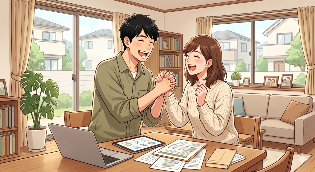 不動産取得税や固定資産税が安くなる軽減措置の存在を知って喜ぶ夫婦