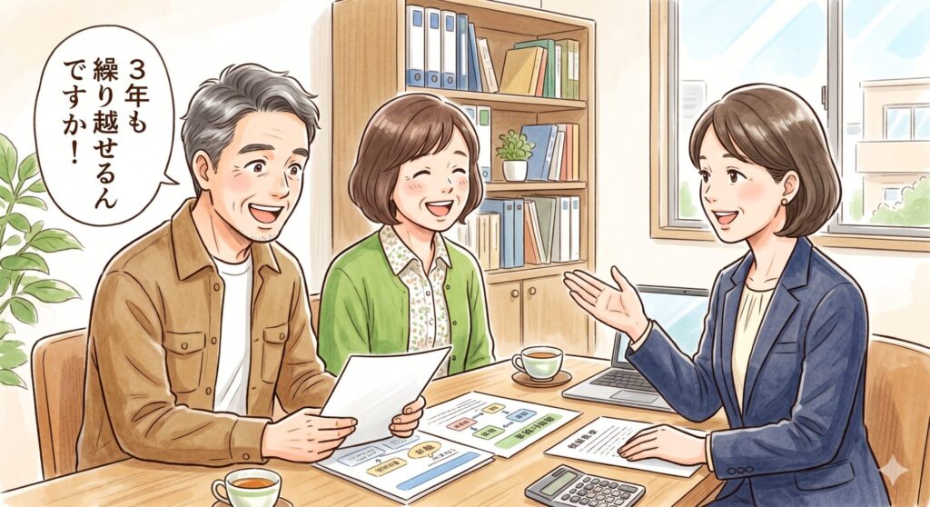 不動産売却時の譲渡損失について、3年も繰り越せることを知り、喜ぶ売主さんご夫婦