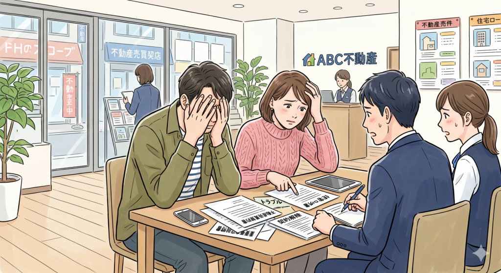 不動産売買取引をめぐって不動産屋との間でトラブルが生じてしまい頭を抱えるご夫婦