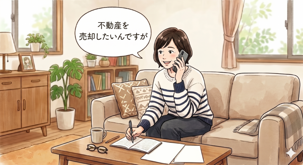 不動産を売却することになったことを住宅ローンを利用している金融機関に連絡する女性