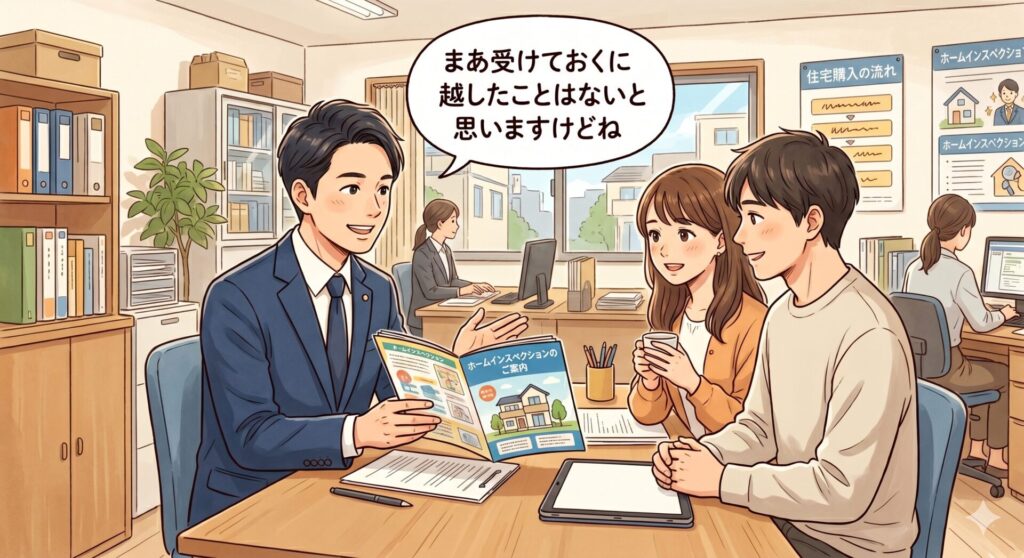 ホームインスペクションをお客さんに勧める不動産屋の営業マン