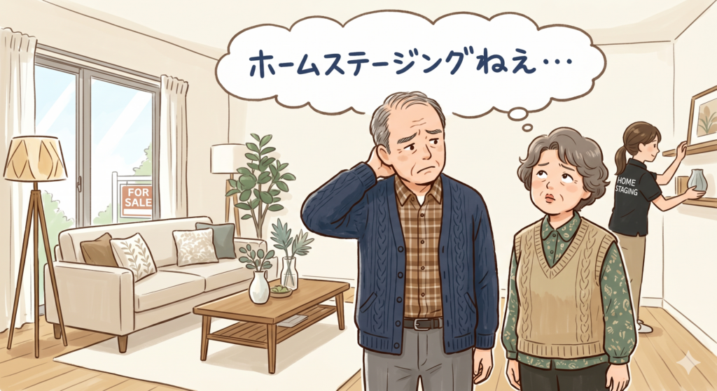 不動産屋の営業マンの提案でホームステージングを取り入れてみたものの、その効果に少なからず疑問を感じている売主さんご夫婦