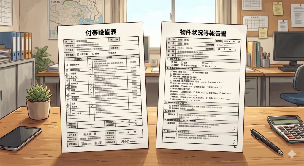 付帯設備表と物件状況等報告書