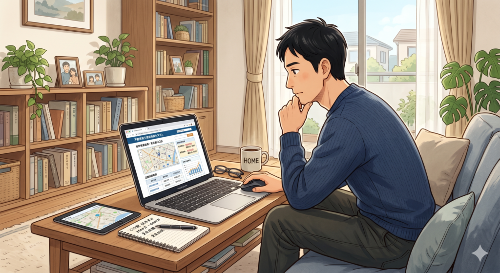 近隣の成約事例を調べている不動産の売主さん