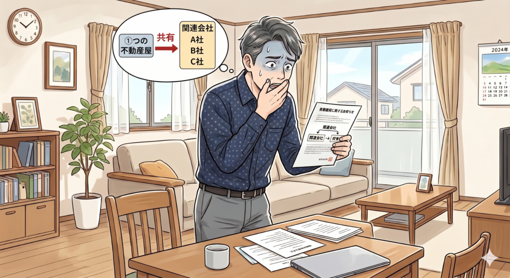 不動産一括査定サイトを利用すると個人情報が、その不動産屋だけでなく、関連会社などにも流れることを知り、青くなっている40代の男性の売主さん