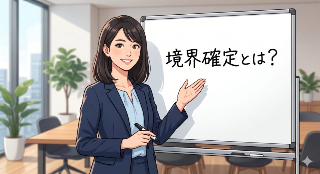 境界確定について説明する不動産コンサルタント