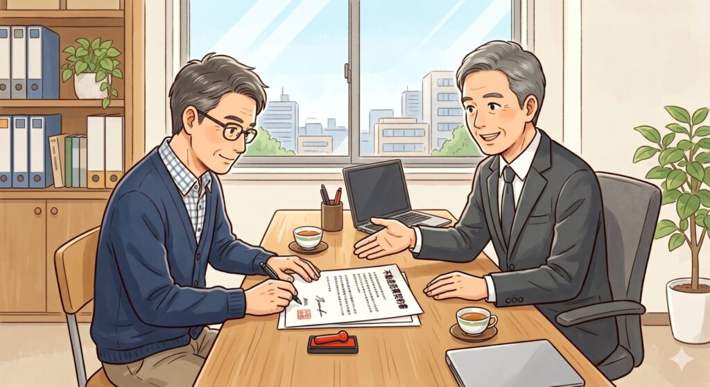 リースバック業者との間で不動産の売買契約を締結している売主さん