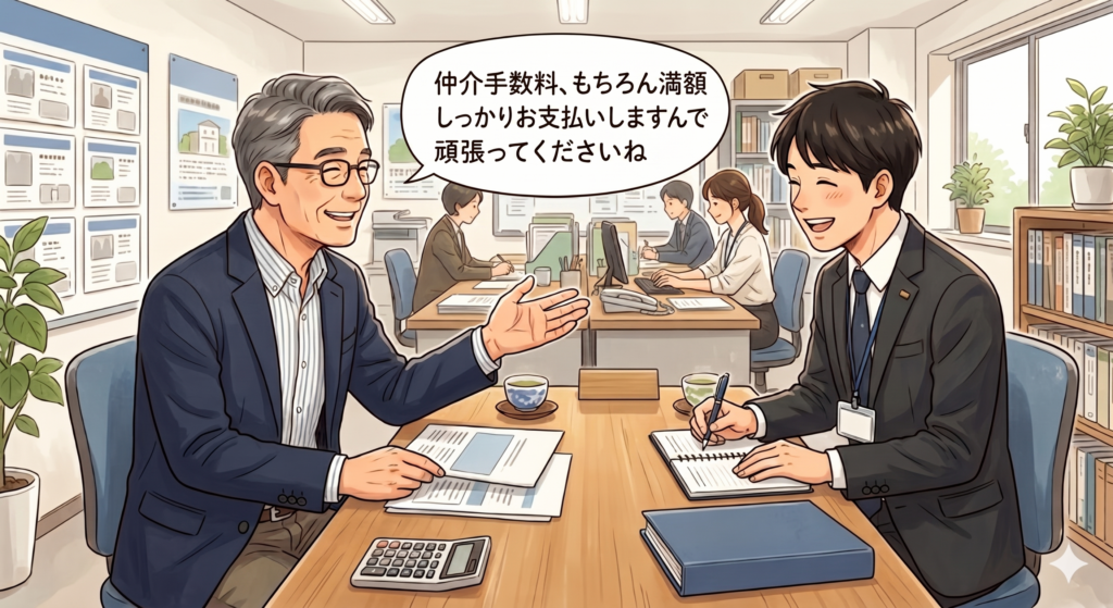 仲介手数料の満額支払いを自ら明確に約束し不動産屋の営業マンのモチベーションアップを図る賢い売主さん