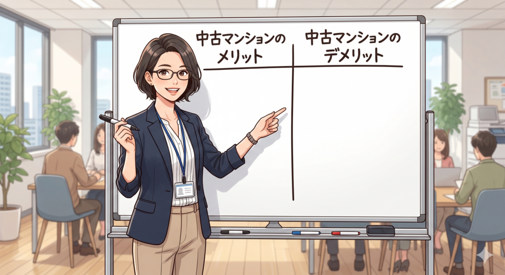 中古マンションのメリットとデメリットを解説する30代の女性 FP