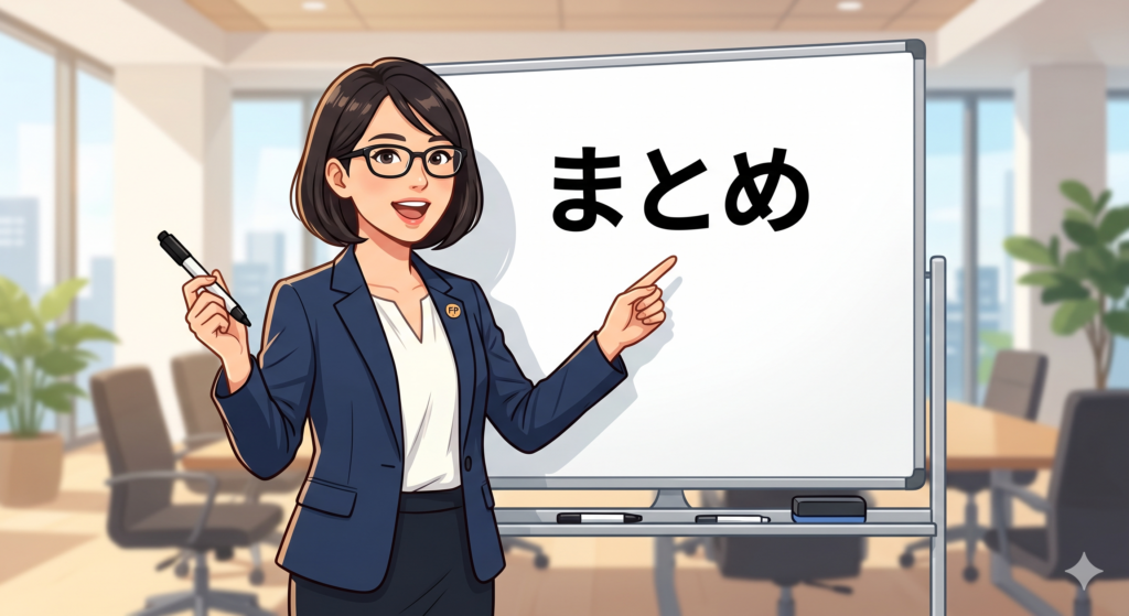 不動産売却の内覧対策についてのまとめを話そうとする女性FP