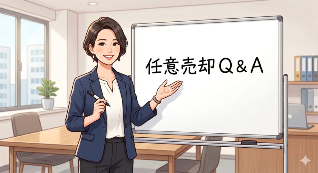 任意売却についてのよくあるご質問に回答しようとしている女性不動産コンサルタント