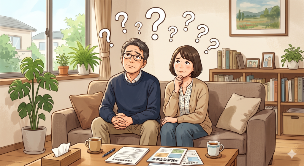 売却仲介と買取に関する様々な疑問に頭を悩ませる売主さんご夫婦