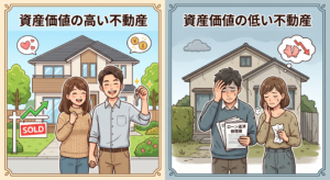 資産価値の高い不動産を購入してハッピーになったご夫婦と資産価値の低い不動産を購入して不幸になったご夫婦