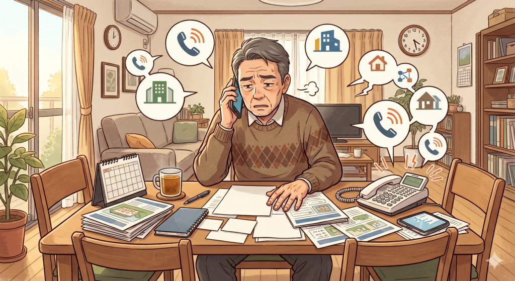 一般媒介契約を選択したがために、複数の不動産屋とやり取りをせねばならず大変な思いをしている売主さん