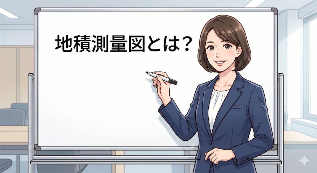 地積測量図について説明しようとしている40代の女性 FP