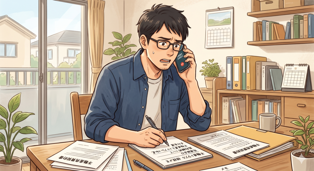 宅建業者との不動産売買取引をめぐるトラブルについて電話で相談する買主