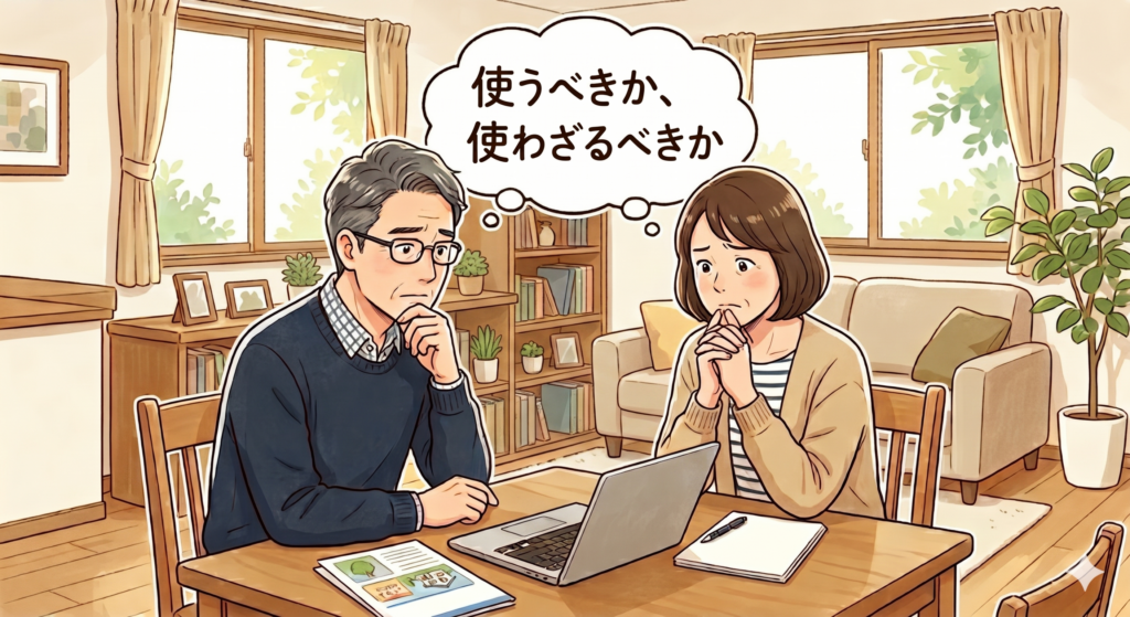 不動産一括査定サイトを使うべきか使わざるべきか悩んでいる50代の売主さんご夫婦