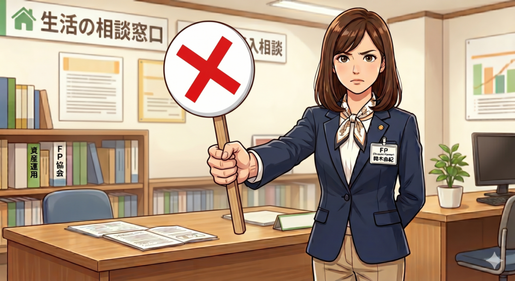 不動産屋の営業マンの言うことを鵜呑みにしてはダメですよと強く主張する女性 FP