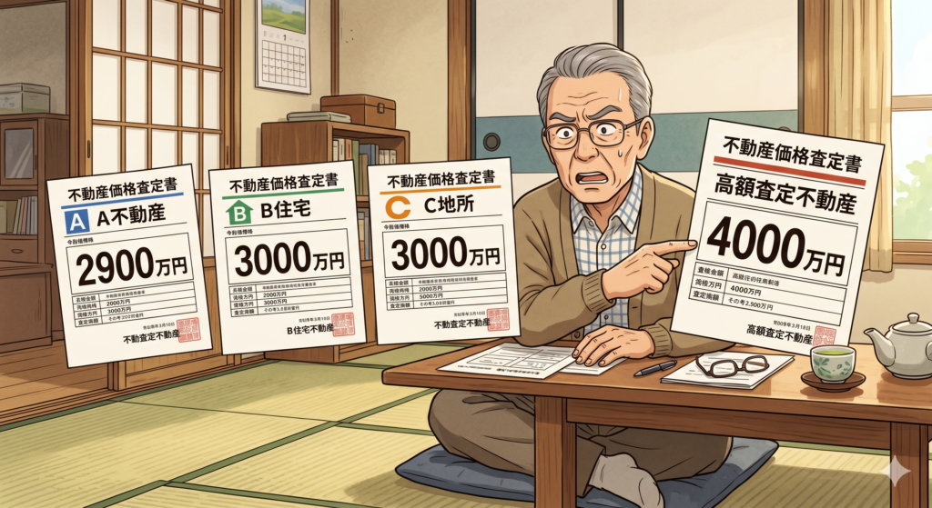 ある地場業者が出してきた相場を無視した不動産の高額査定金額に呆れている売主さん