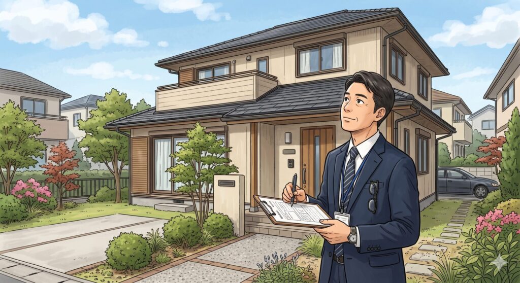 不動産の価格査定を行っている営業マン