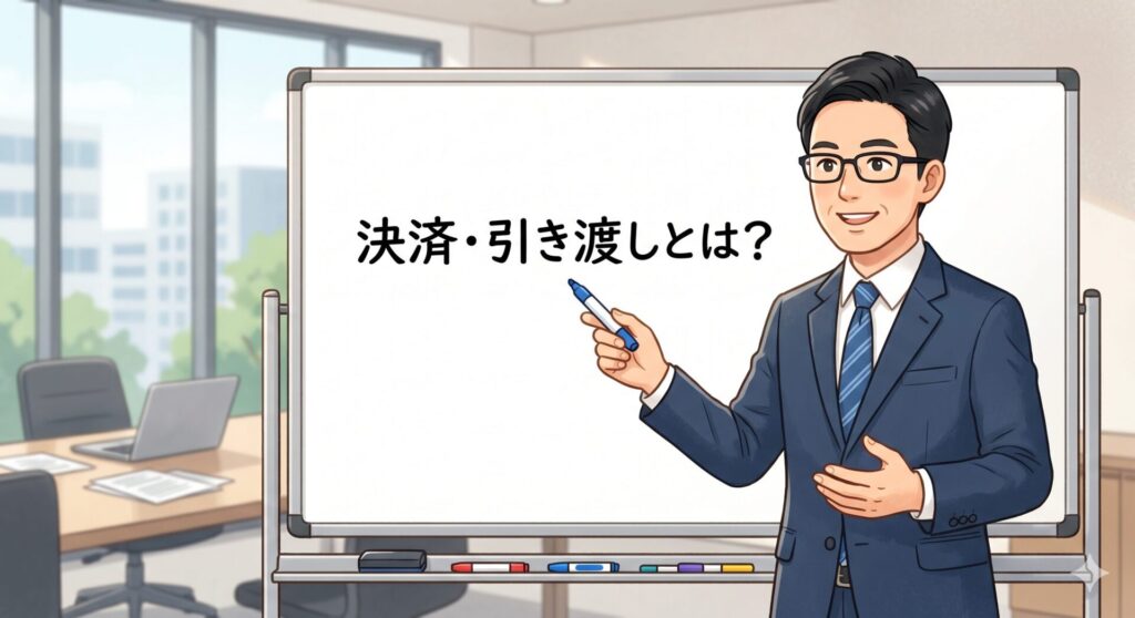決済・引き渡しについて説明する不動産コンサルタント