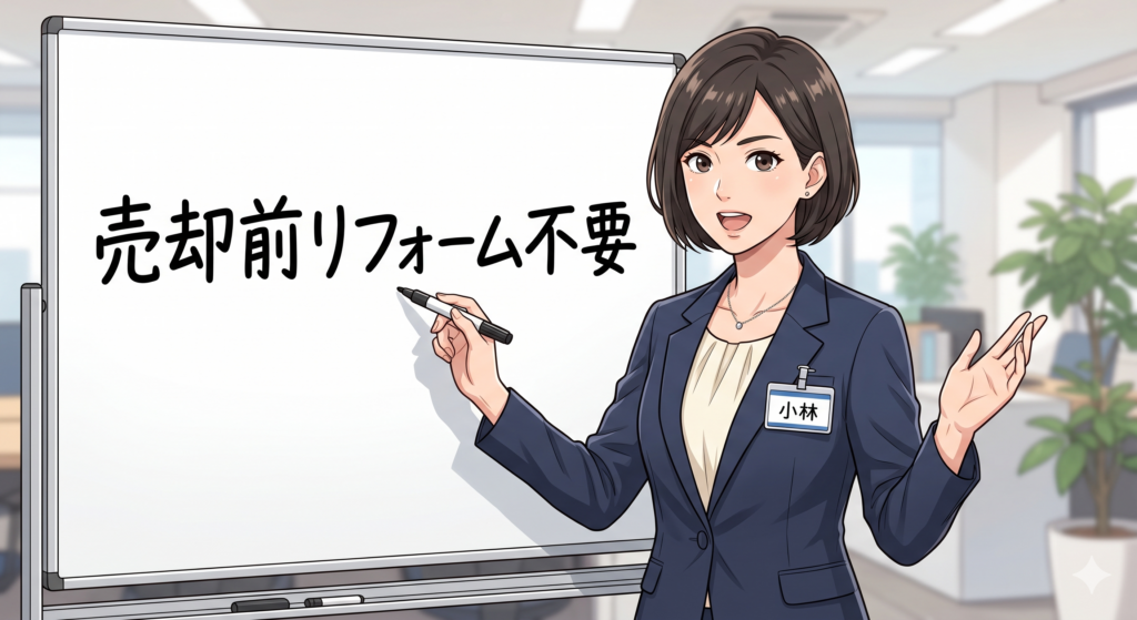 不動産の売却前リフォームは不要であることを強く訴える30代の女性FP