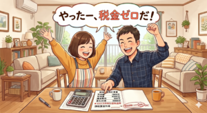 3000万円特別控除を適用した結果、不動産の譲渡所得についての税金が0円になり喜ぶ売主さんご夫婦